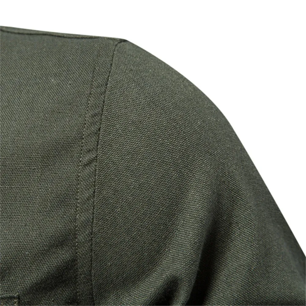 100% Cotton Social Men's Shirts Single Pocket Solid Color Long Sleeve Shirts for Men Turn-down Collar Blouse Spring Men