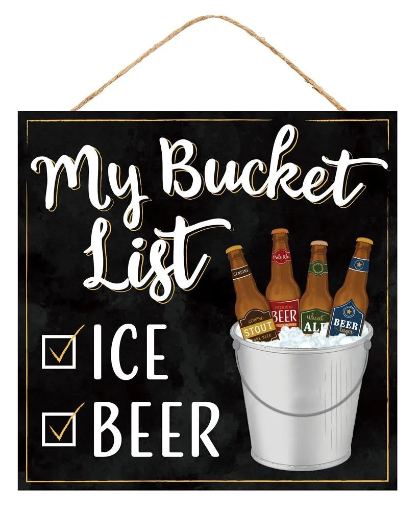 10"Sq Beer Bucket List Sign  Black/White/Brown  AP7110