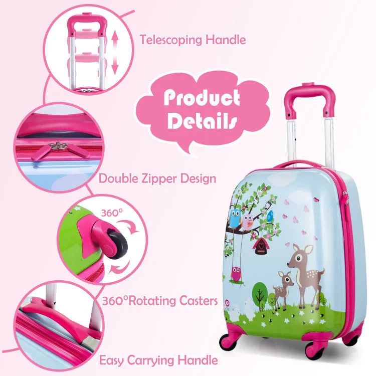 2 Pieces 12 Inch 16 Inch Kids Luggage Set with Backpack and Suitcase for Travel