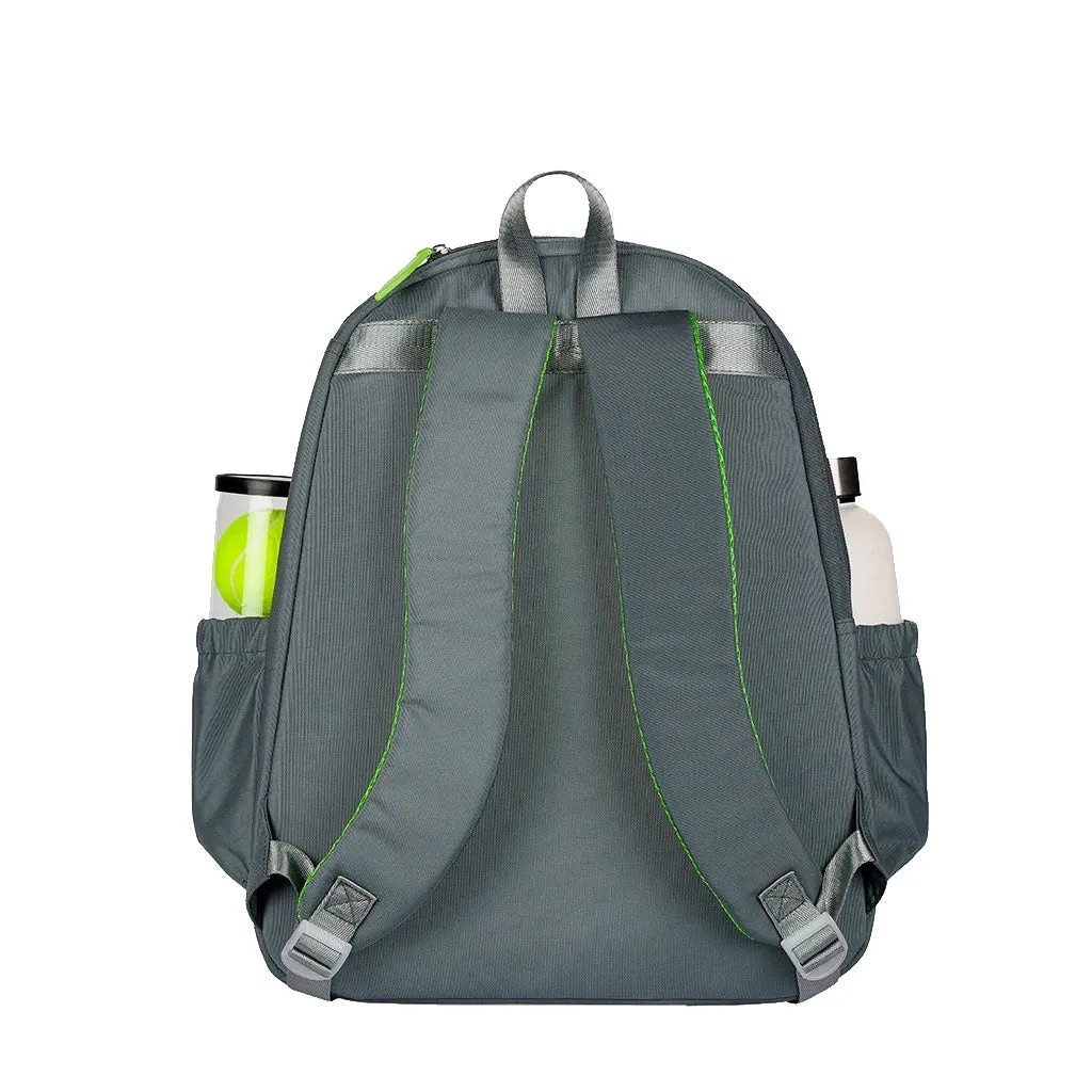 Ame & Lulu Courtside Charcoal Lime Tennis Backpack