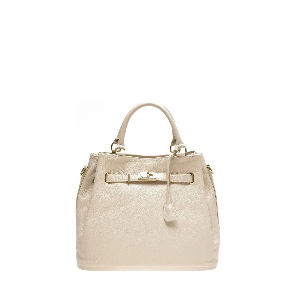 Anna Luchini Bucket Leather Shoulder Bag Beige