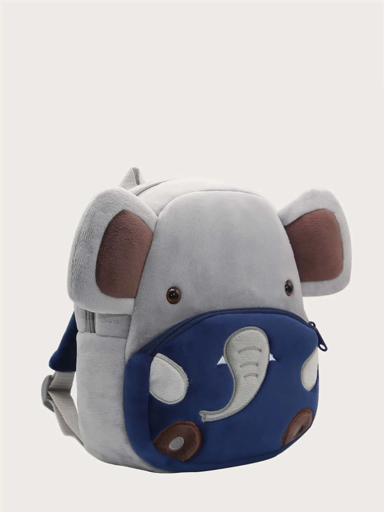 Anykidz 3D Grey Elephant Kids School Backpack Cute Cartoon Animal Style Children Toddler Plush Bag Perfect Accessories For Boys and Girls