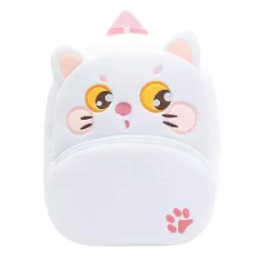 Anykidz 3D White Cat Kids School Backpack Cute Cartoon Animal Style Children Toddler Plush Bag Perfect Accessories For Baby Girls and Boys