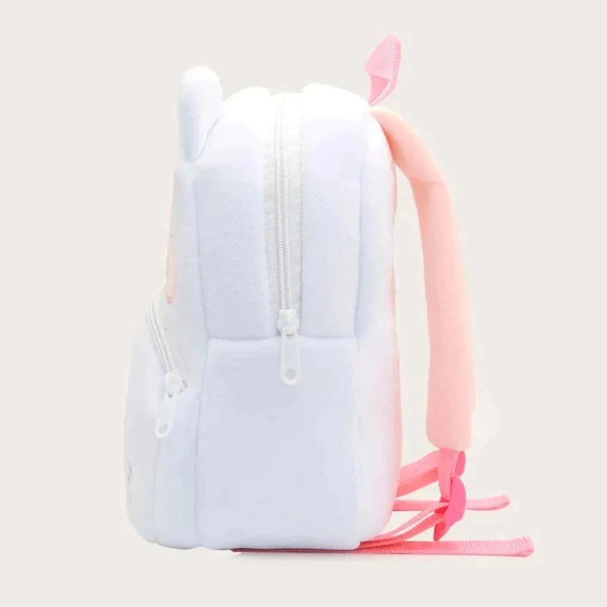 Anykidz 3D White Cat Kids School Backpack Cute Cartoon Animal Style Children Toddler Plush Bag Perfect Accessories For Baby Girls and Boys