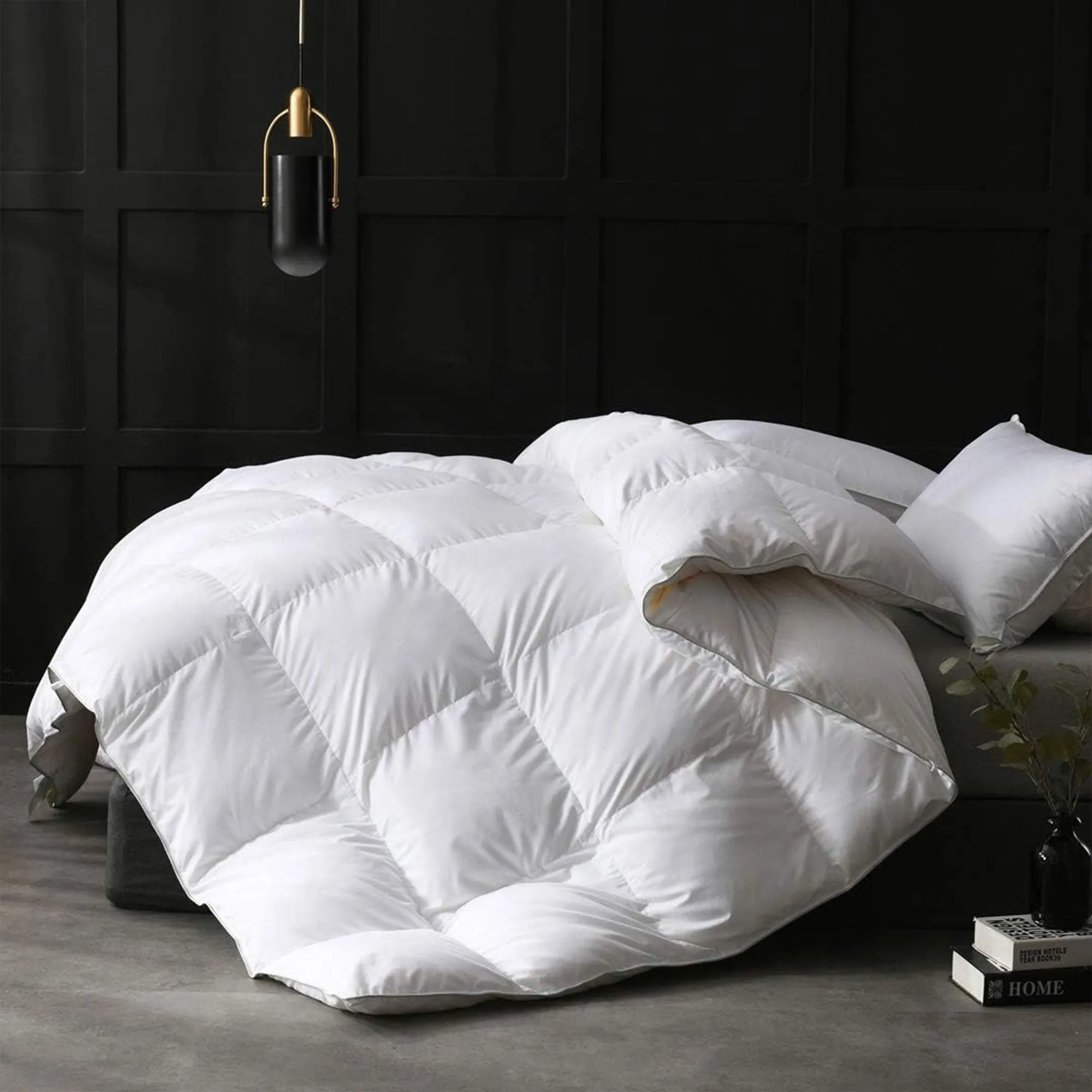 APSMILE King Size Heavyweight Feathers Down Poly Cotton Duvet Comforter, White