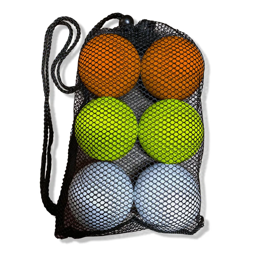 Assorted 6 Pack Lacrosse Balls in Mesh Carry Bag