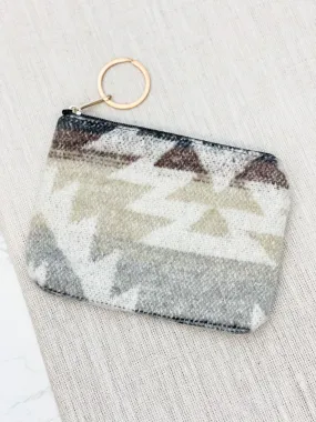 Aztec Coin/Card Zip Pouch - White