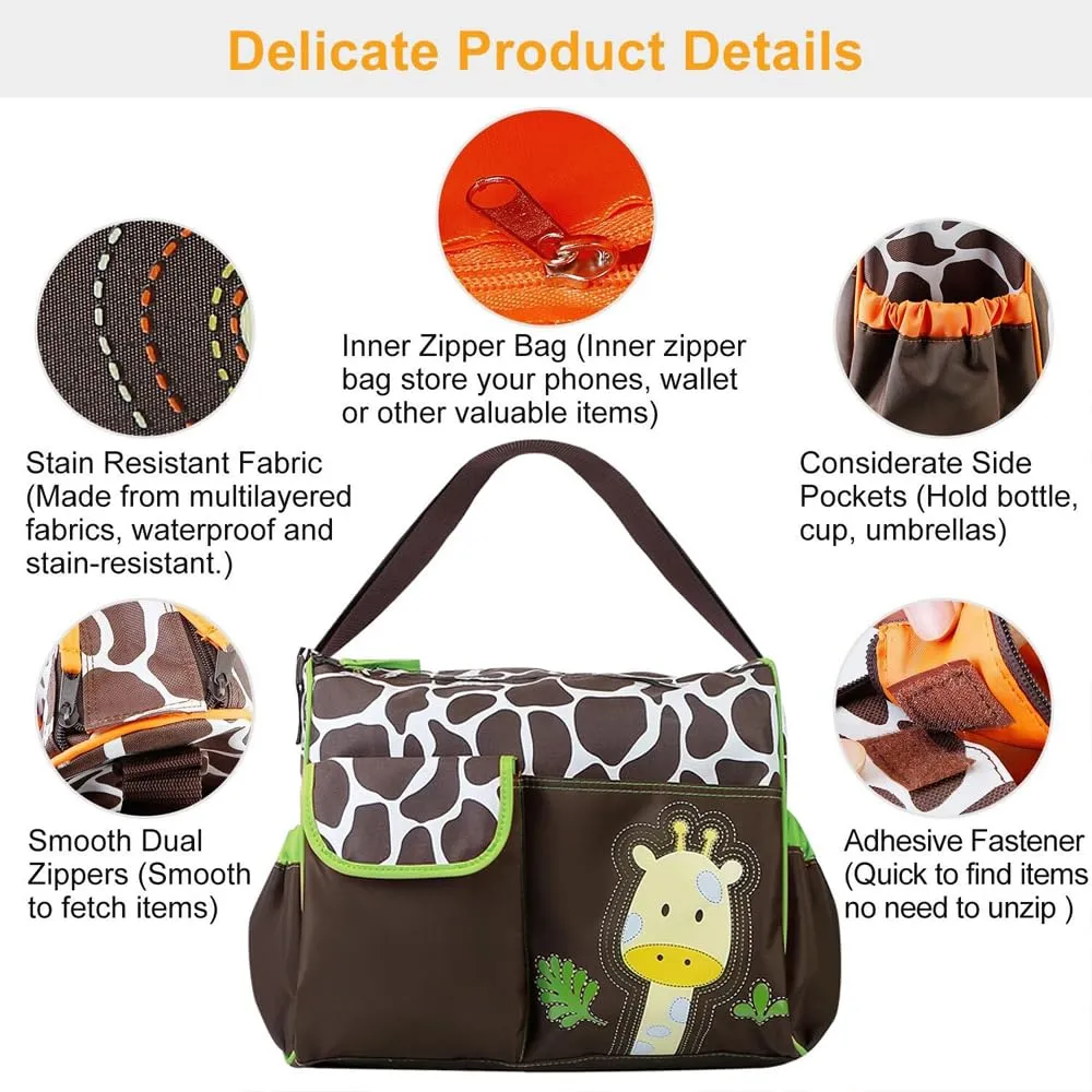 Baby Bucket Baby Diaper Nappy Changing Baby Diaper Bag Mummy Bag Handbag-(Pack of 1 – Green Giraffe)