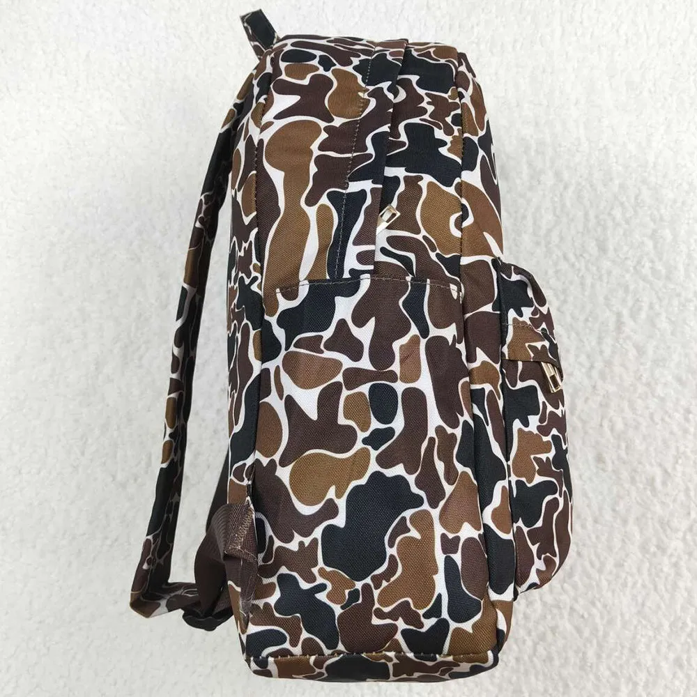 Baby Kids Boys Backpacks Brown Camo Backpack Zip Back Bags BA0236