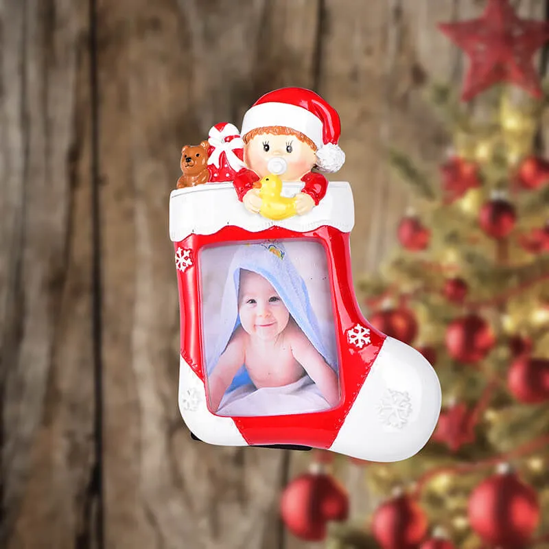 Baby with Photo Frame Personalized Christmas Ornament #61583