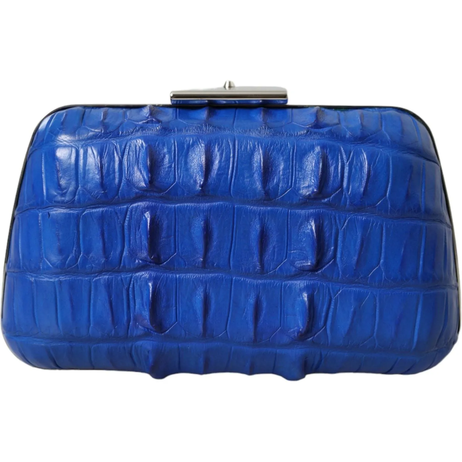 Balenciaga Electric Blue Crocodile Skin Clutch