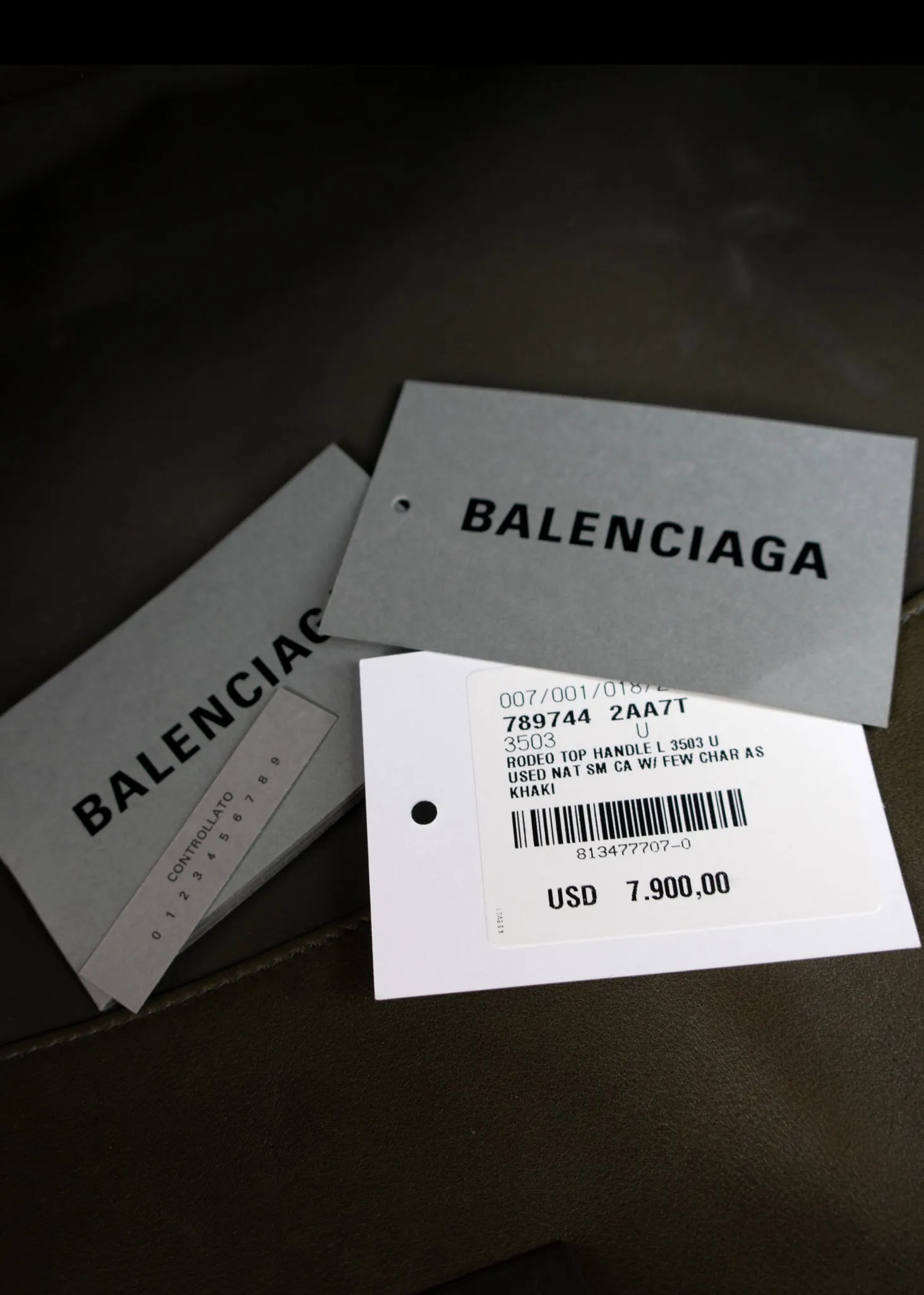 Balenciaga Rodeo Large Handbag Used Effect With Charms in Kaki