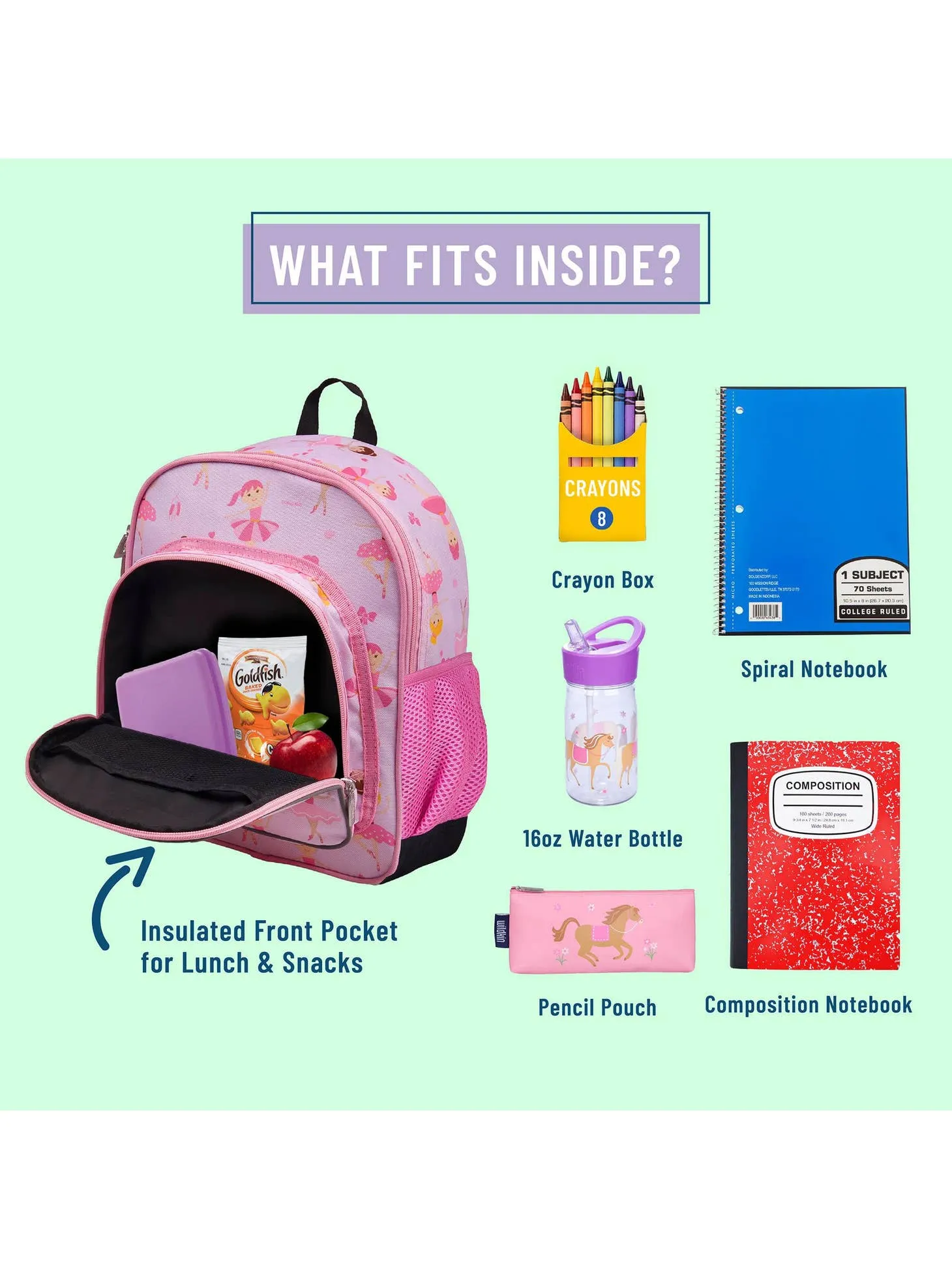 Ballerina Pack and Snack Bookbag | 12 Inch