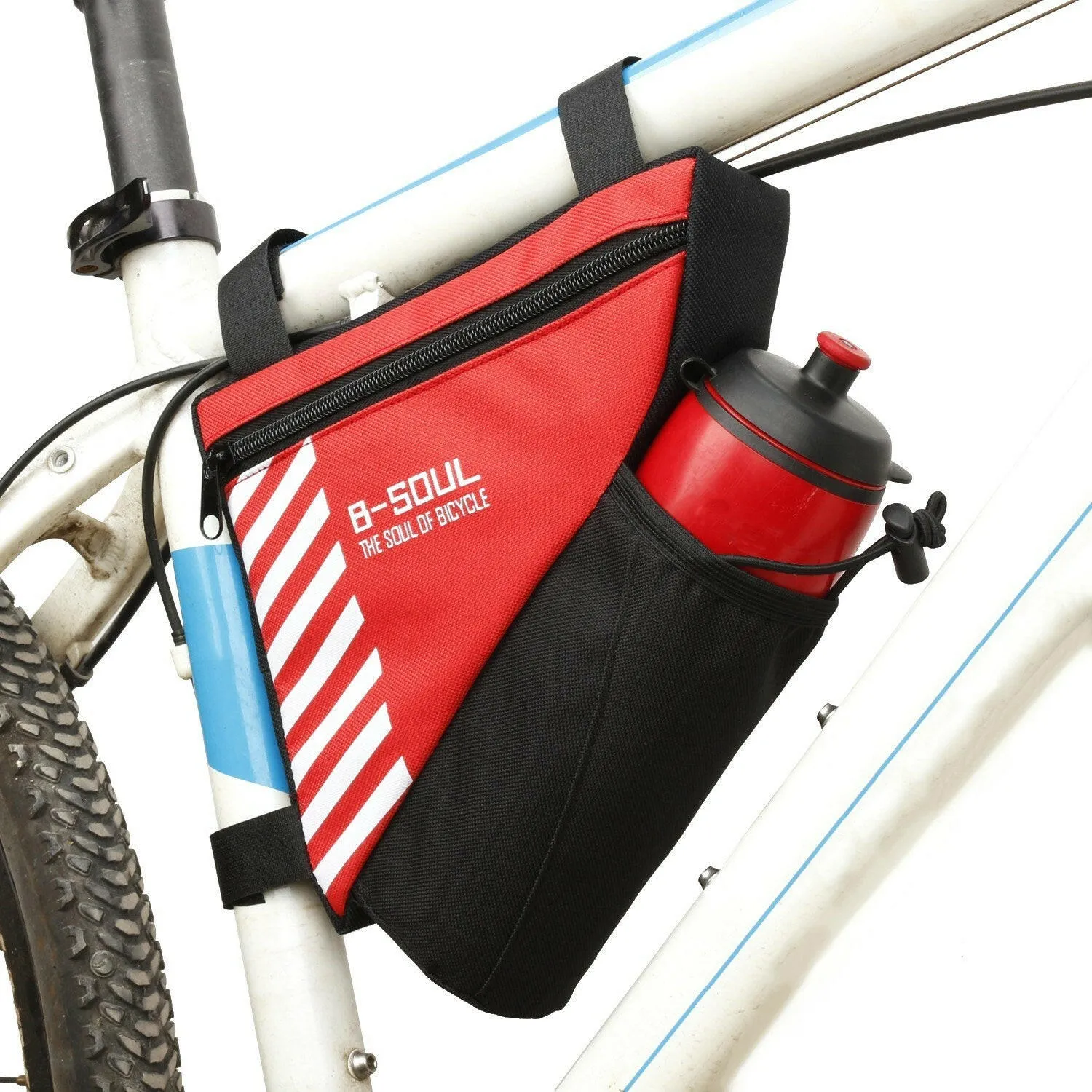 Bike Triangle Bag with Water Bottle Pocket Cycling Frame Top Tube Bag MTB Bicycle Tool Storage Bag Pouch