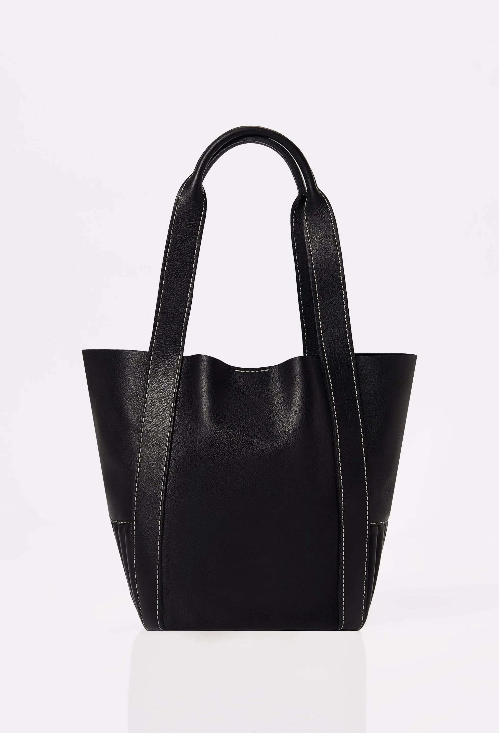 Black Leather Mini Bucket Bag 'Ushuaia'