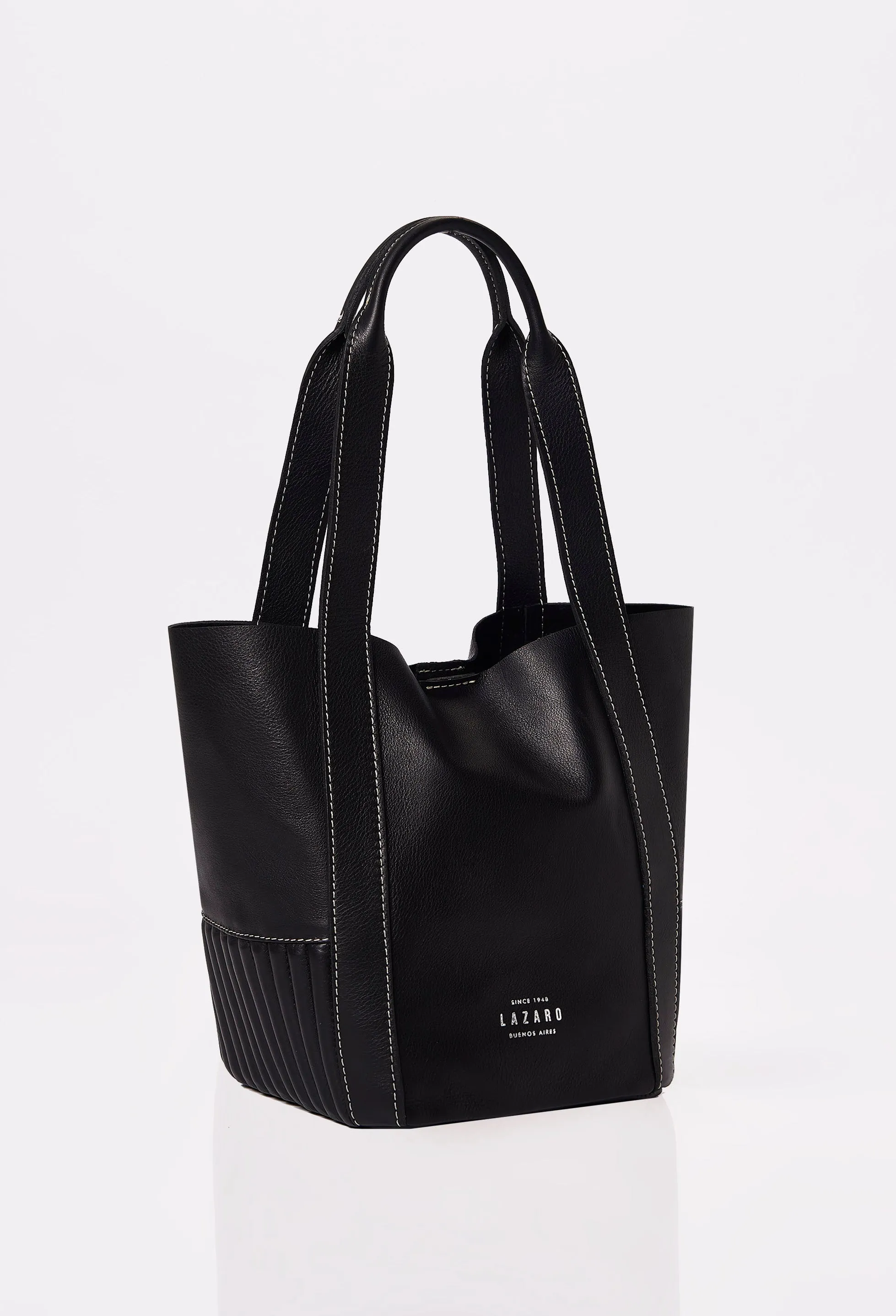 Black Leather Mini Bucket Bag 'Ushuaia'