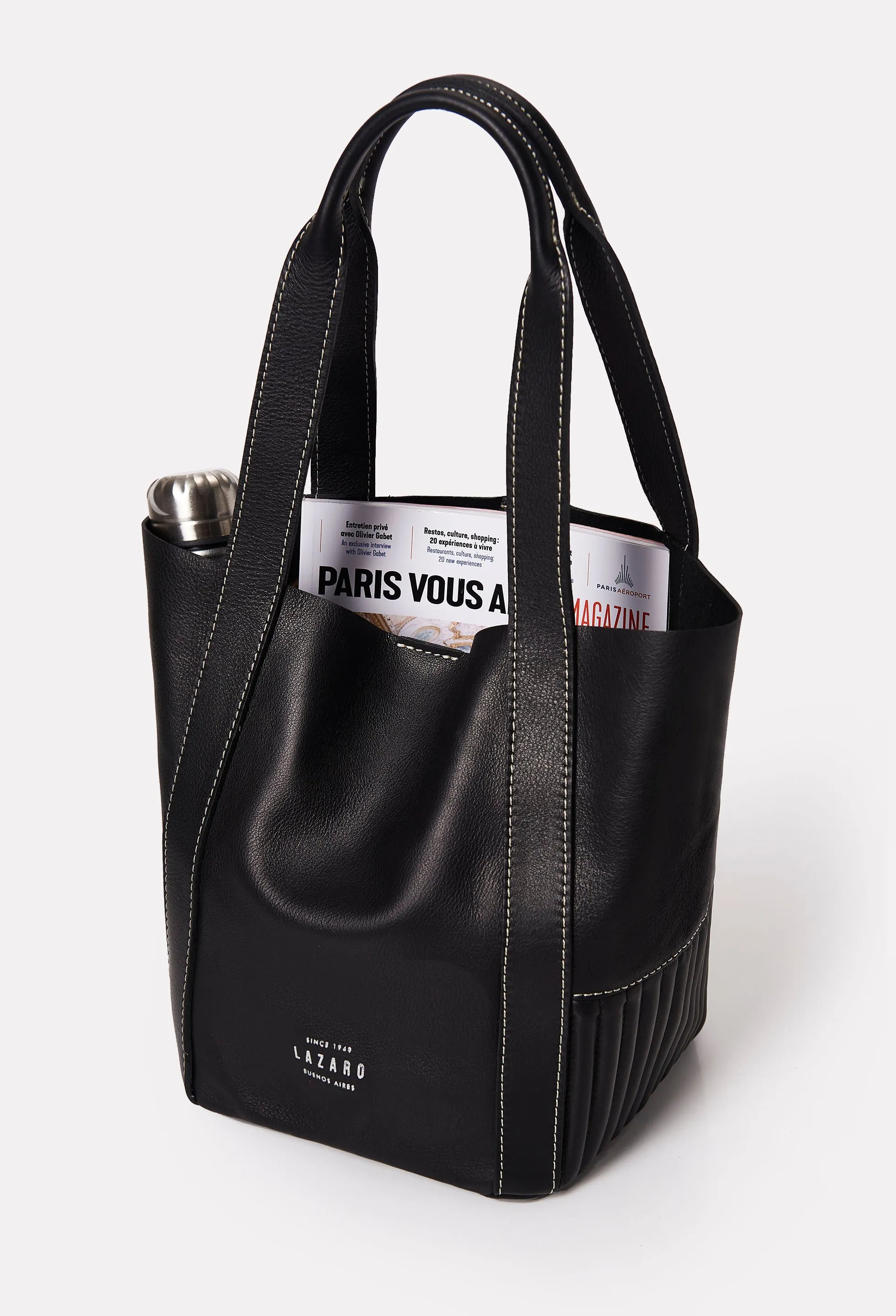 Black Leather Mini Bucket Bag 'Ushuaia'