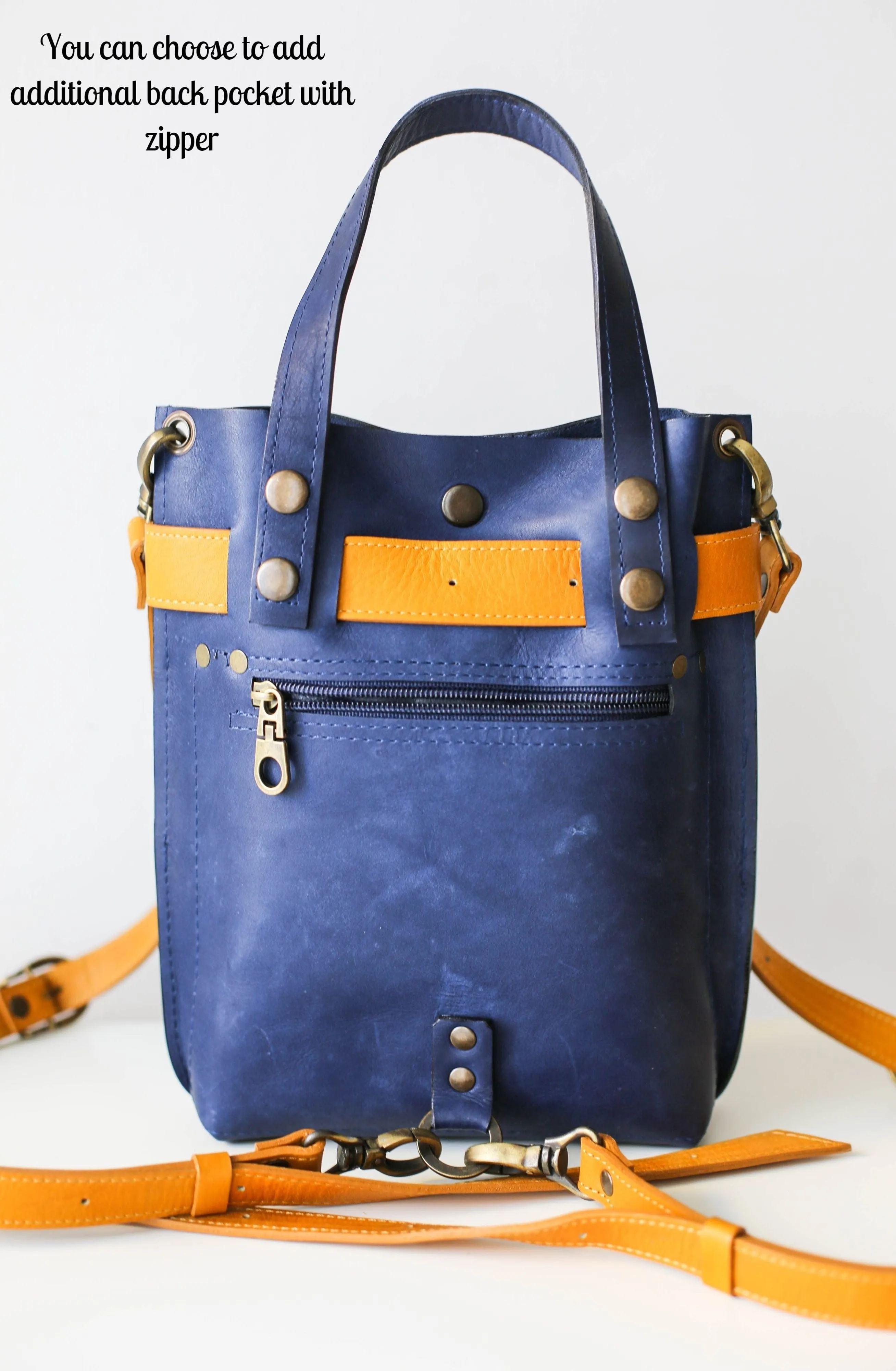 Blue Mini Leather Backpack (dual color)