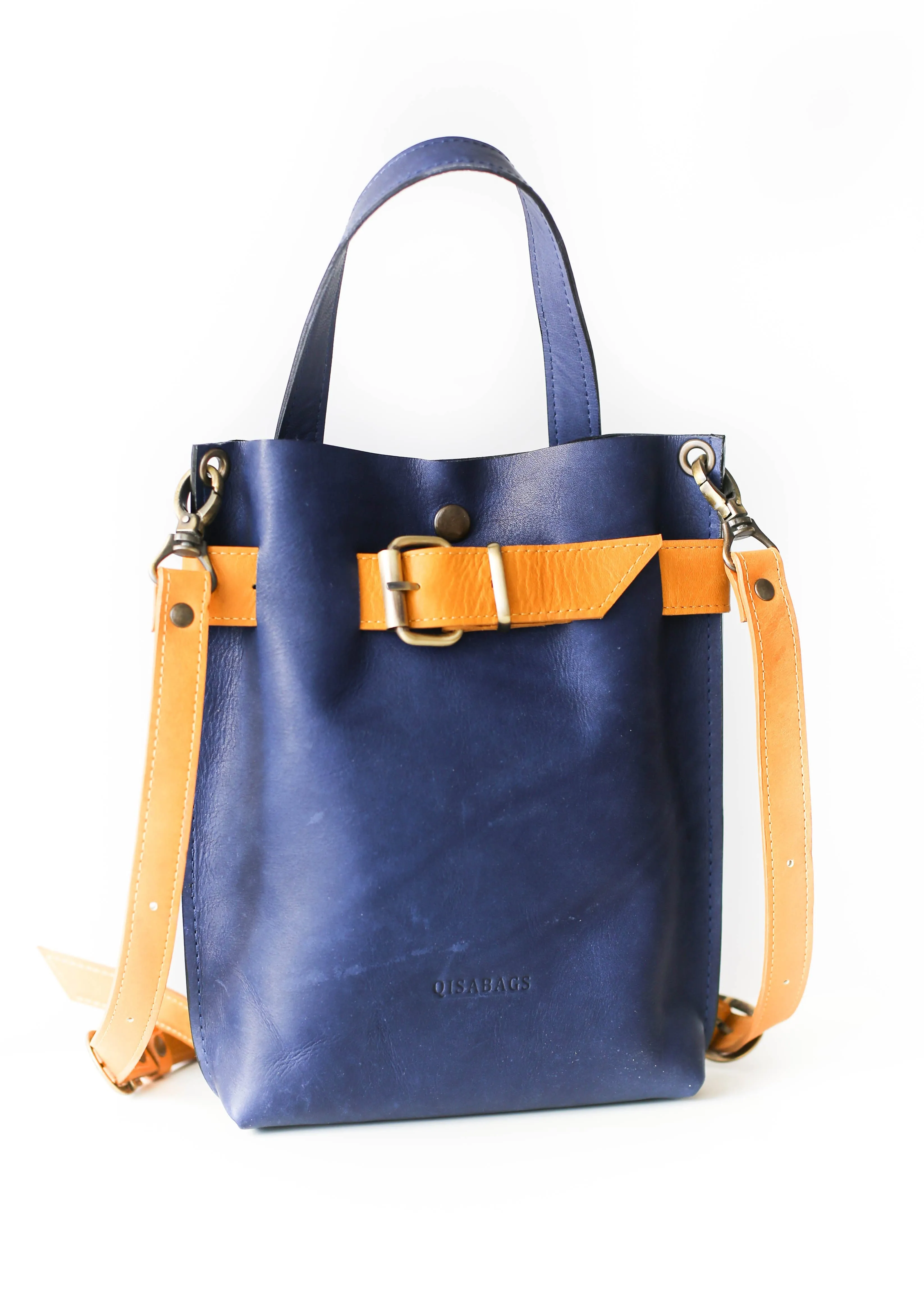 Blue Mini Leather Backpack (dual color)