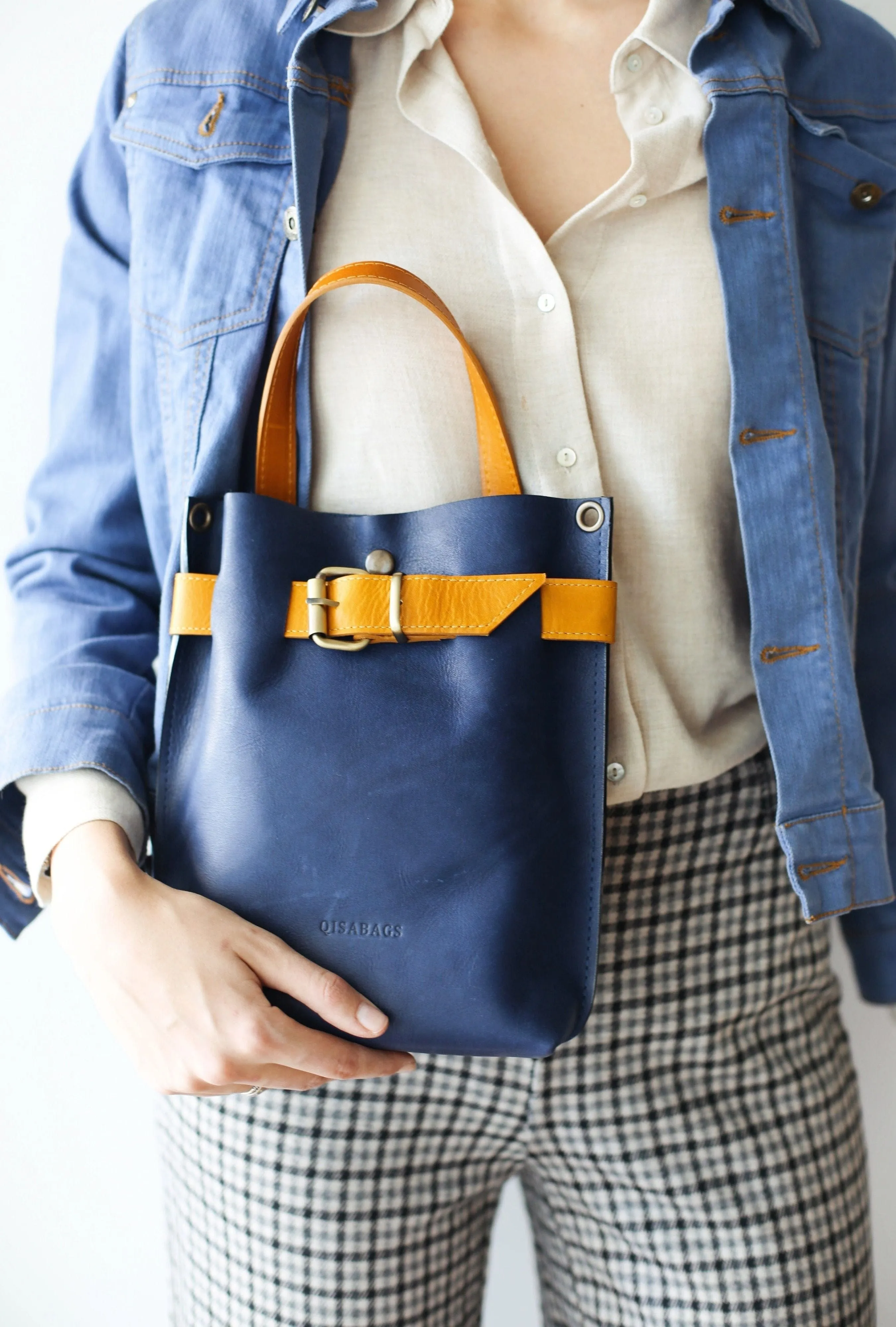 Blue Mini Leather Backpack (dual color)