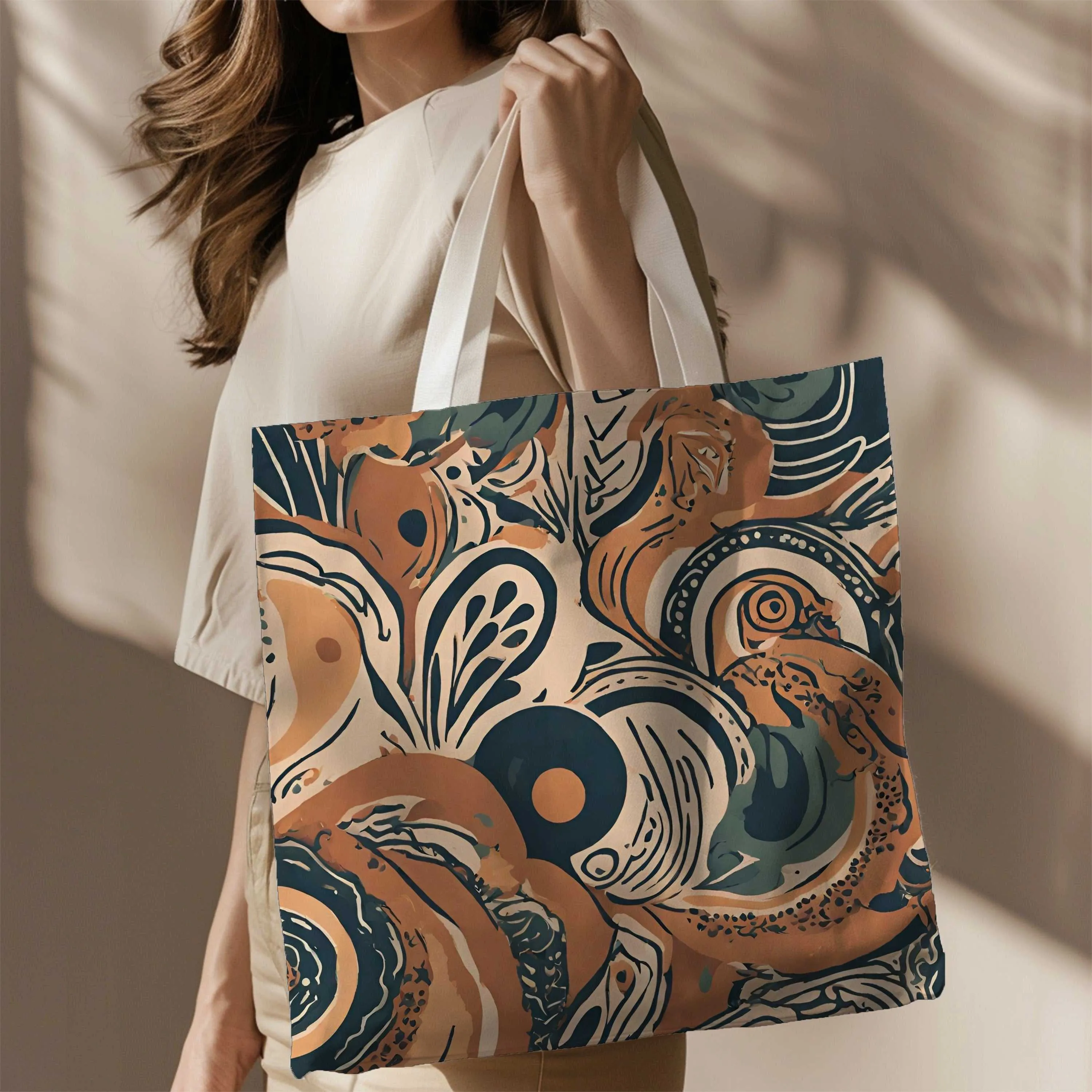 Boho Swirl Canvas Tote - Versatile Shopper