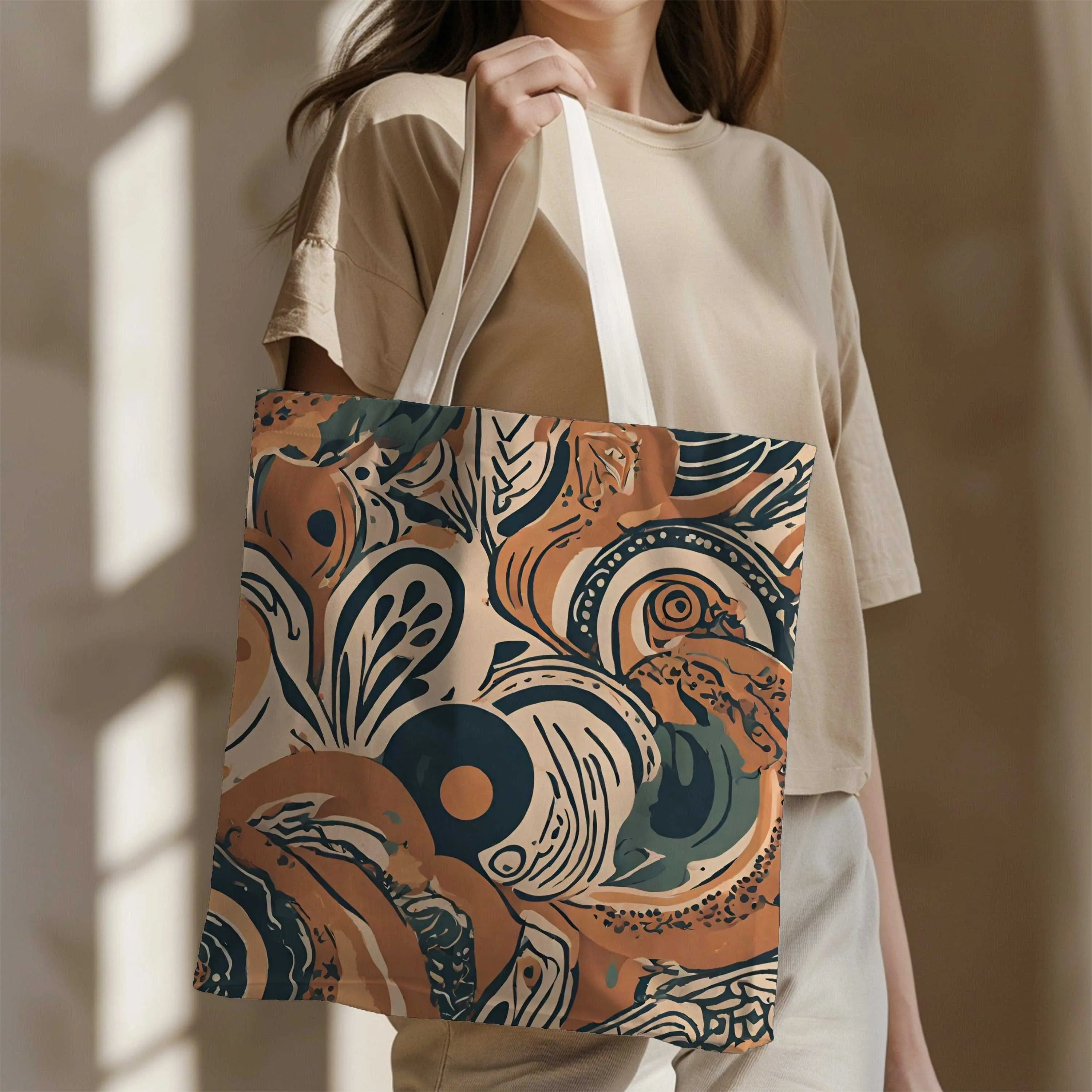 Boho Swirl Canvas Tote - Versatile Shopper