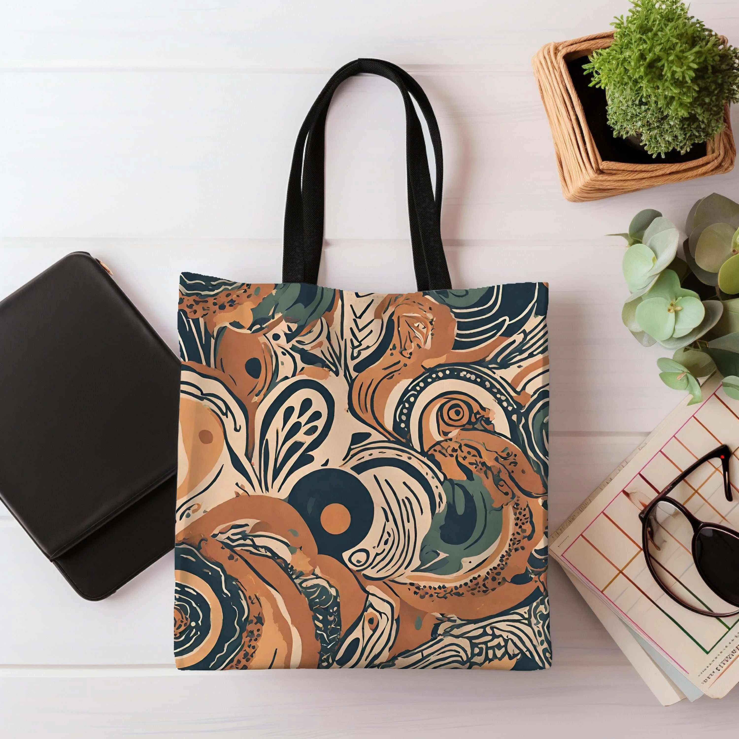 Boho Swirl Canvas Tote - Versatile Shopper