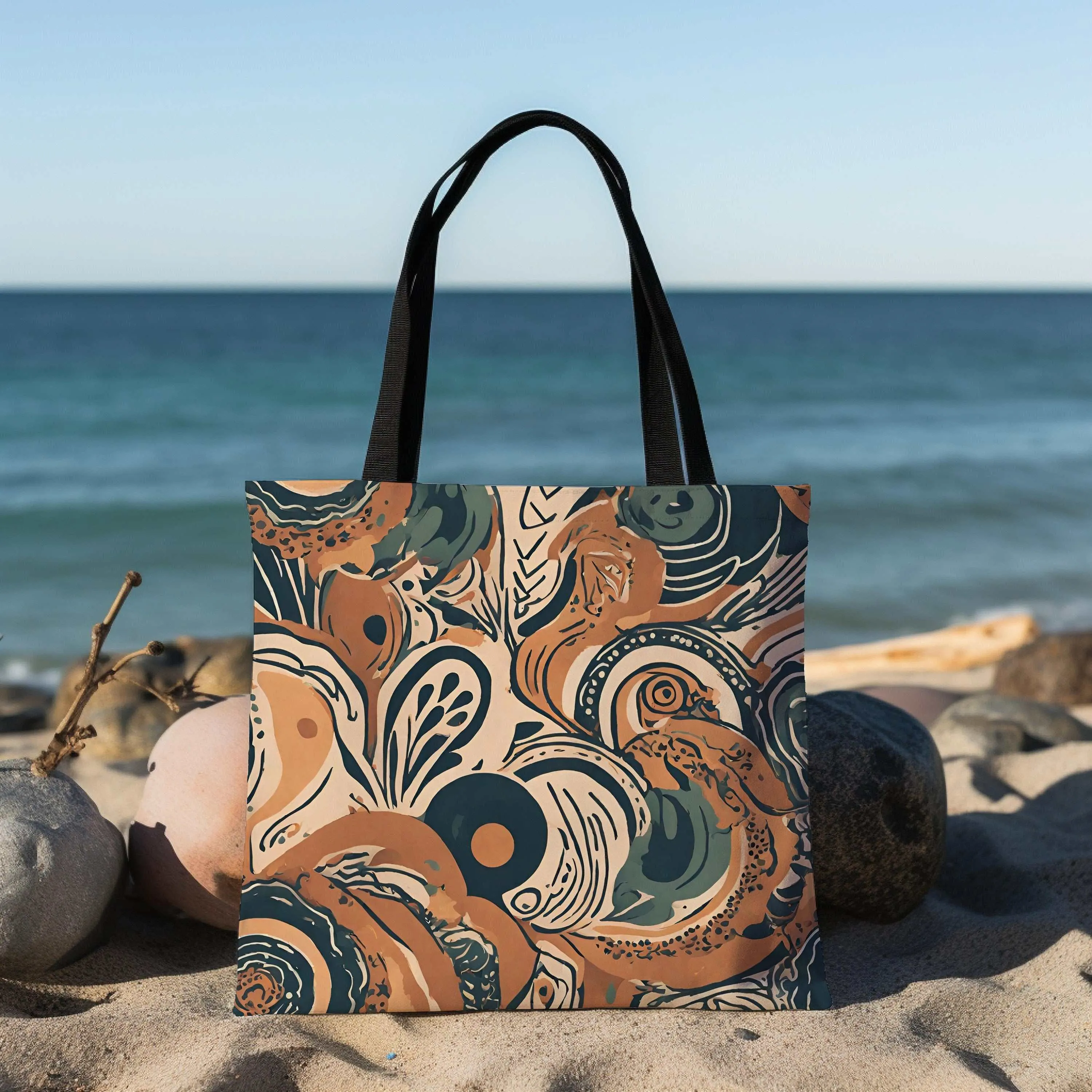 Boho Swirl Canvas Tote - Versatile Shopper