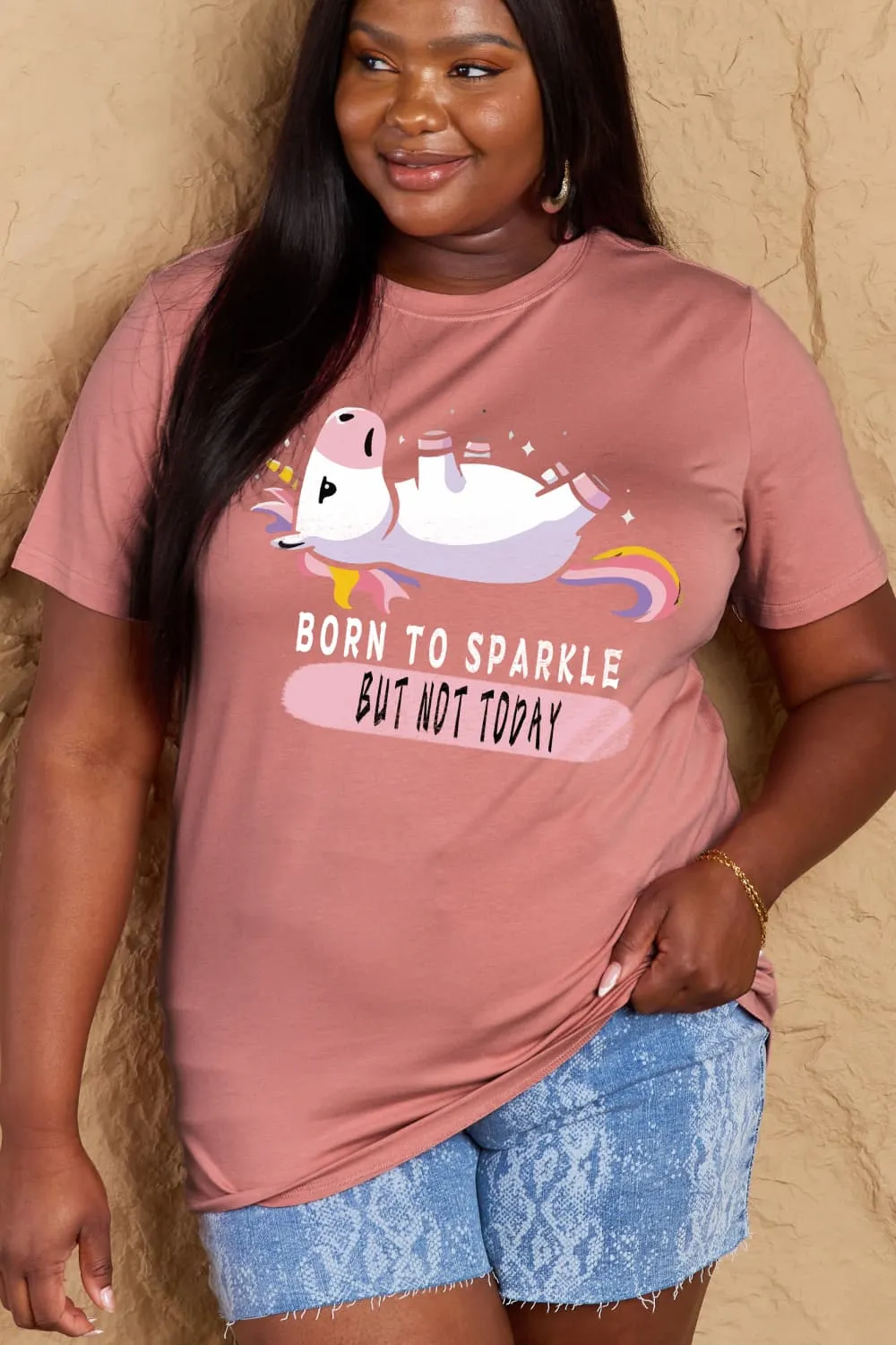 BORN TO SPARKLE BUT NOT TODAY Graphic Cotton Tee