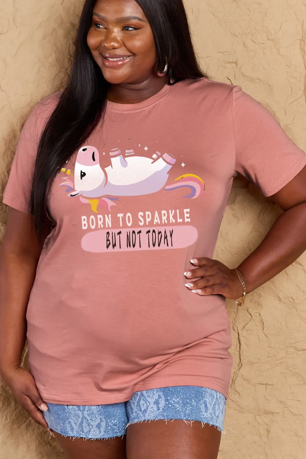 BORN TO SPARKLE BUT NOT TODAY Graphic Cotton Tee