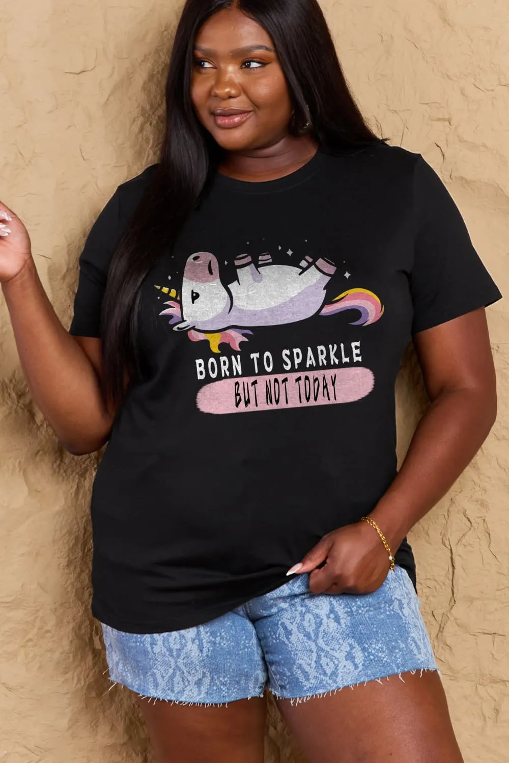 BORN TO SPARKLE BUT NOT TODAY Graphic Cotton Tee