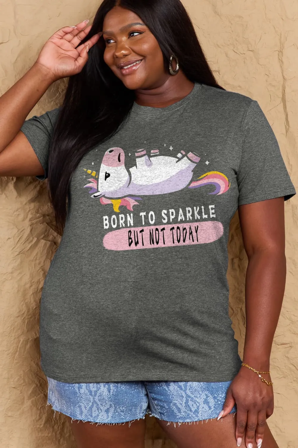 BORN TO SPARKLE BUT NOT TODAY Graphic Cotton Tee