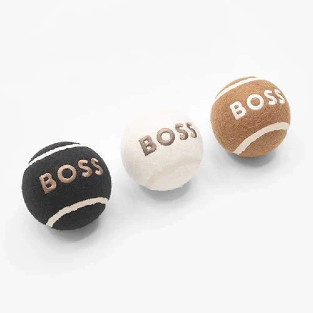 Boss Tennis Ball for Dogs (White/Camel/Black)