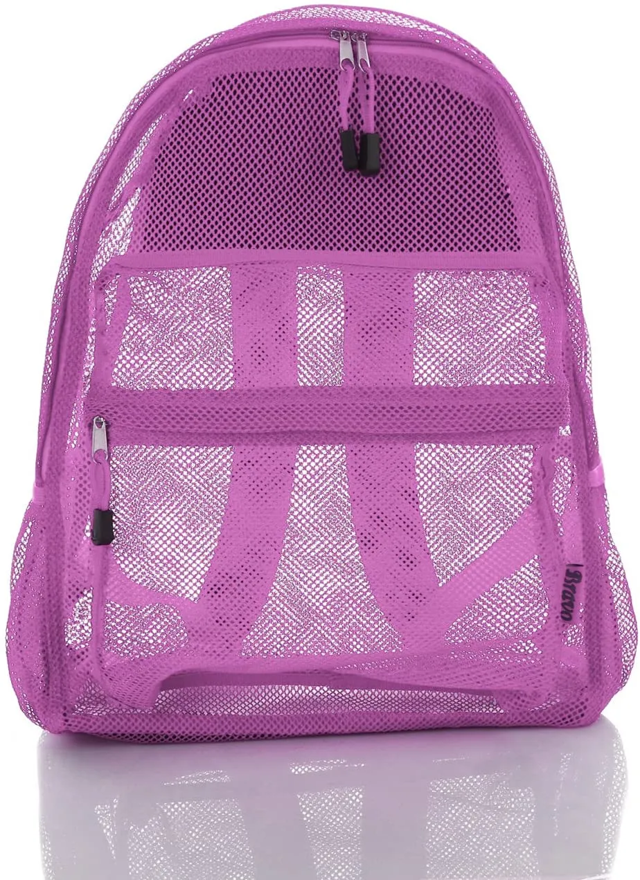 Bravo! Mesh Transparent See Through Backpack - Pink