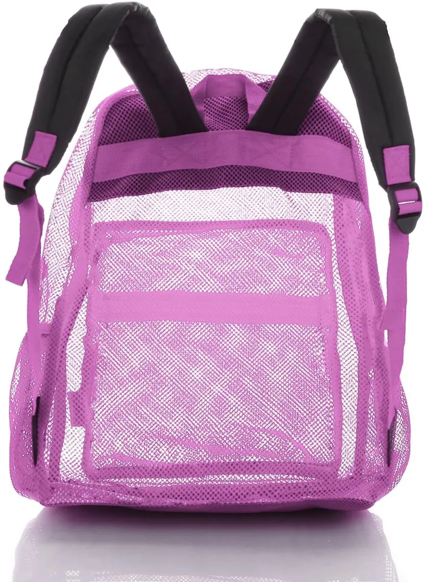 Bravo! Mesh Transparent See Through Backpack - Pink