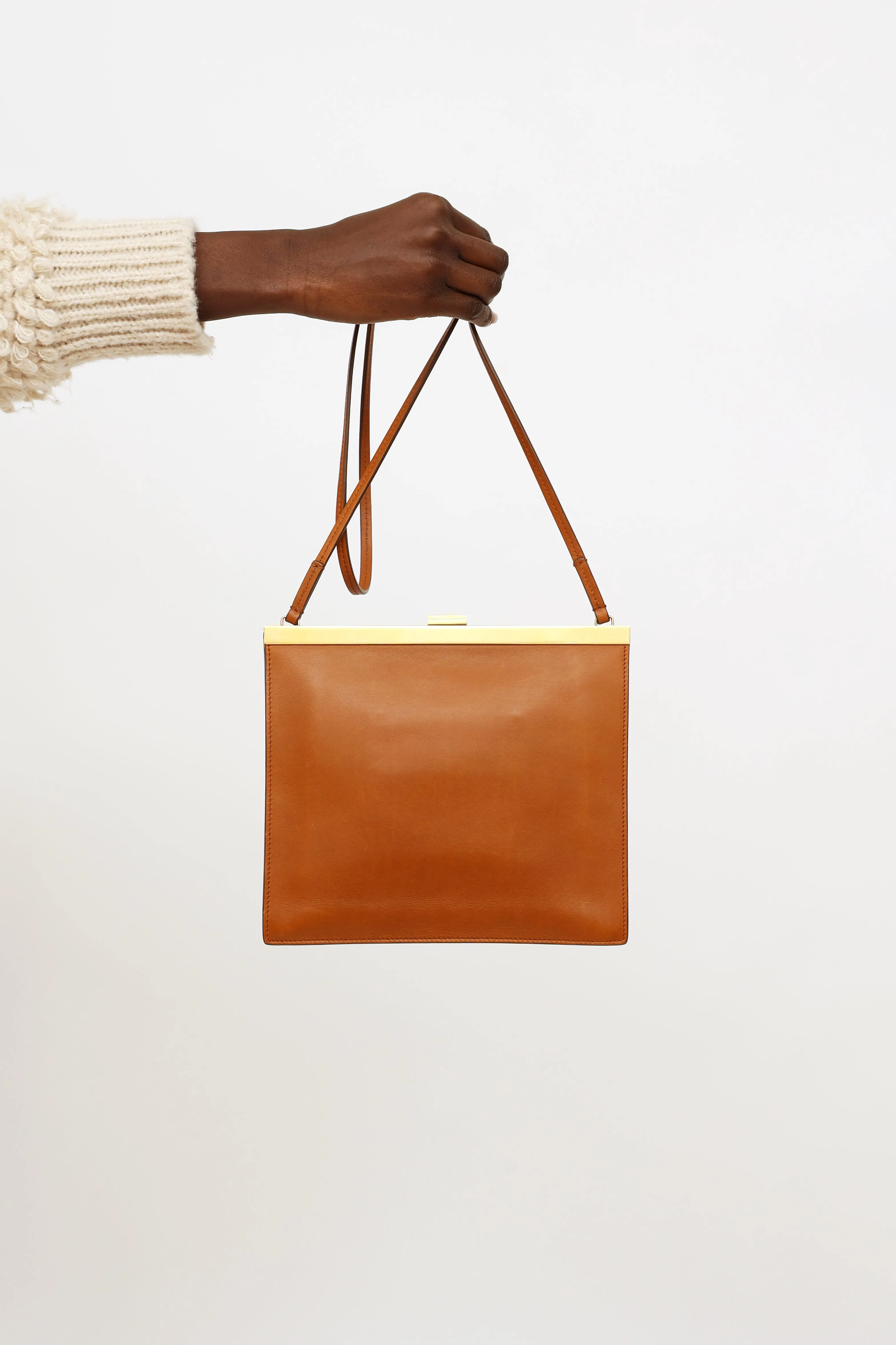 Brown Calfskin Leather Crossbody Bag