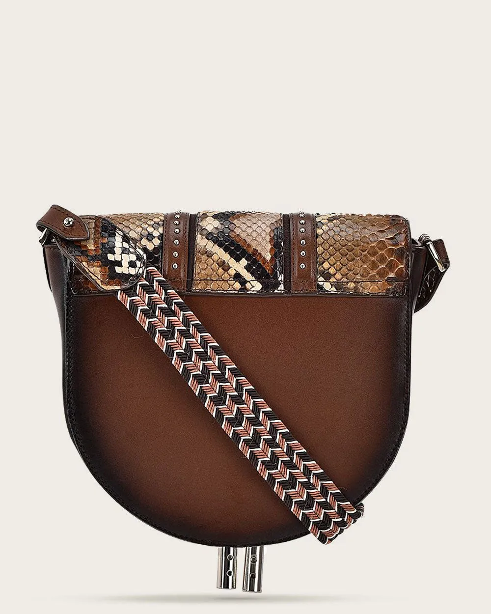 Brown exotic shoulder handbag