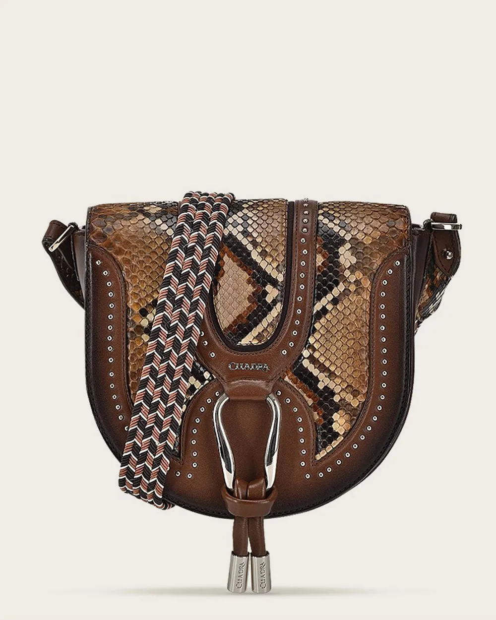 Brown exotic shoulder handbag