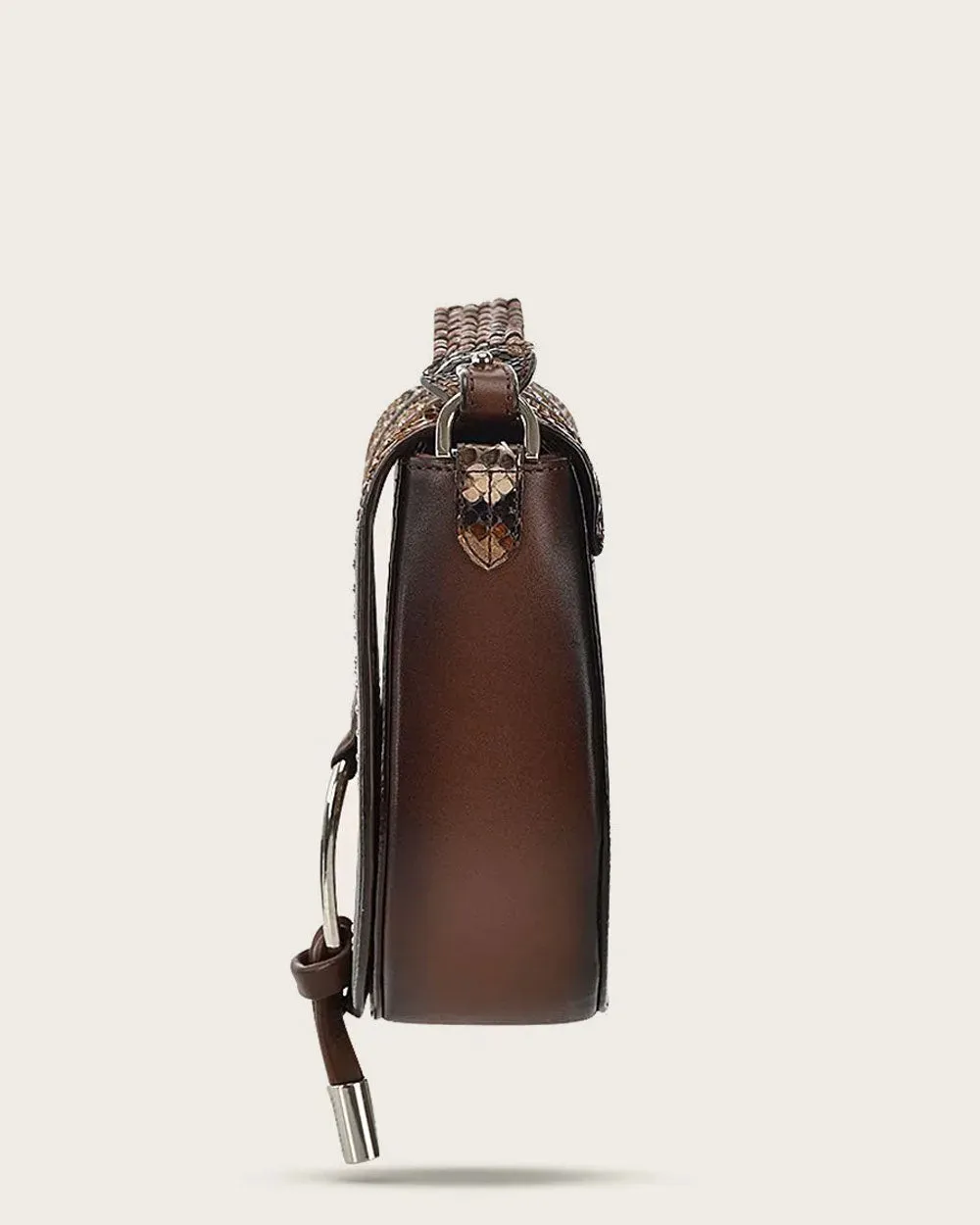 Brown exotic shoulder handbag