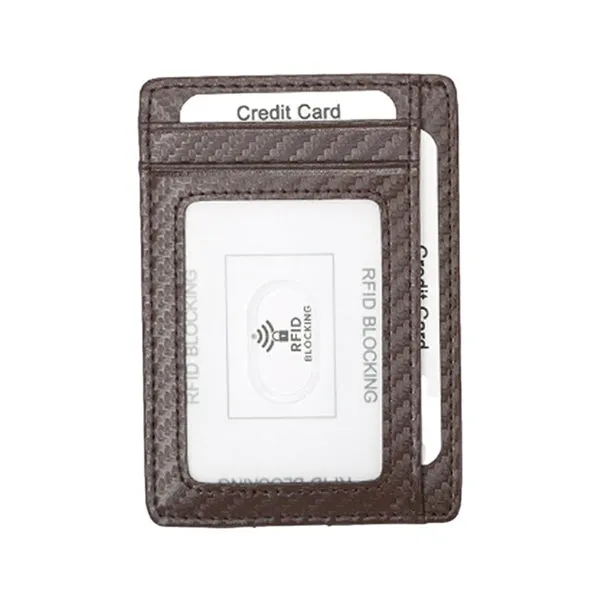 Brown Grained Leather RFID Card Holder 棕色真牛皮RFID安全防盜信用卡套 CH19012