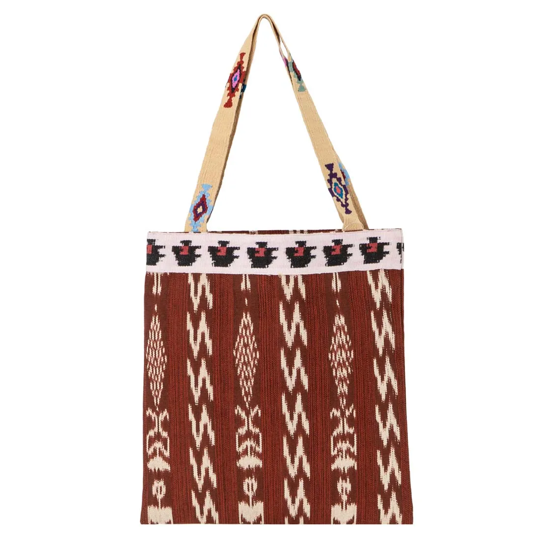 Brown Ikat Tote Bag