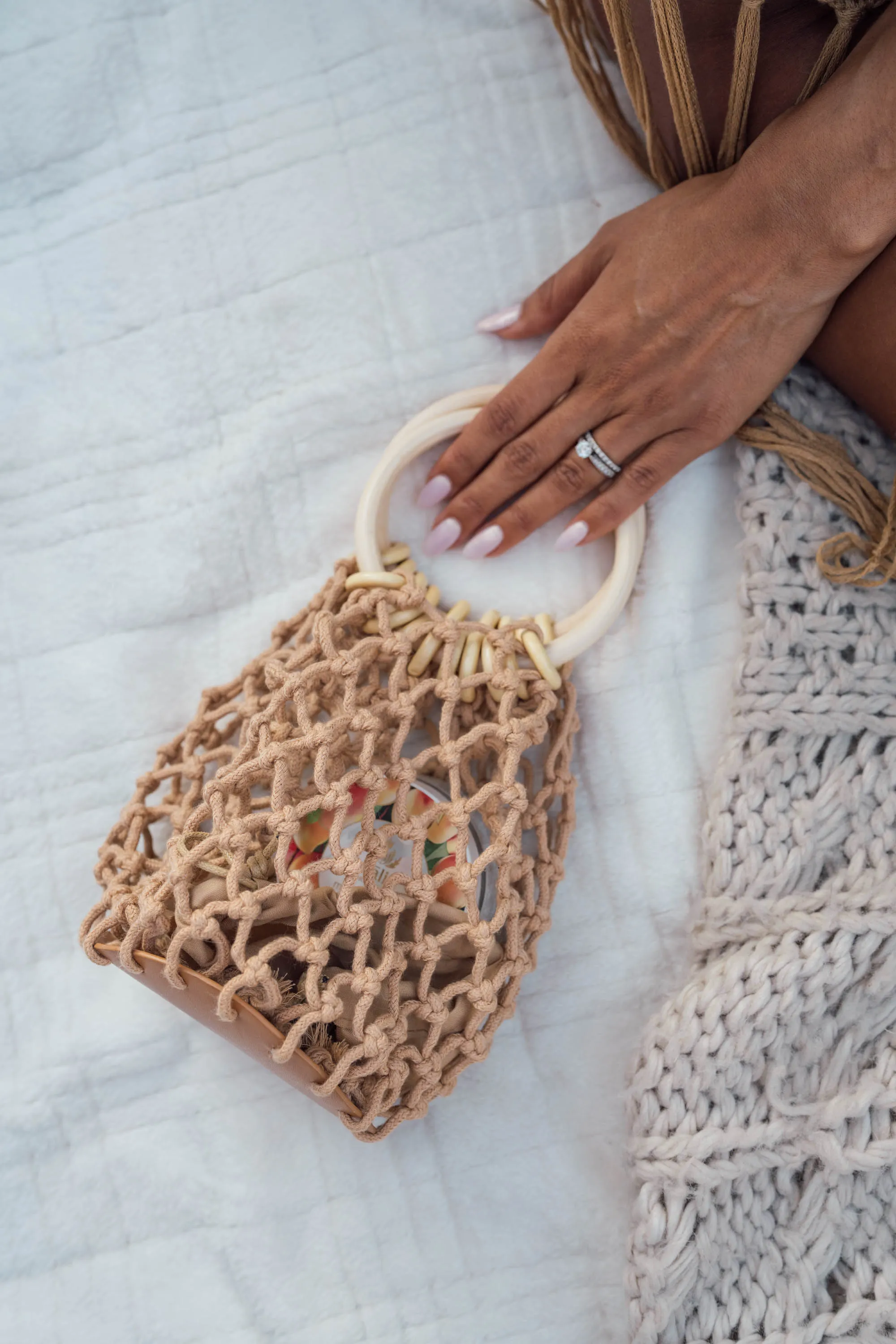 Brown Macrame Bucket Bag