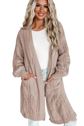 Cable-Knit Dropped Shoulder Cardigan