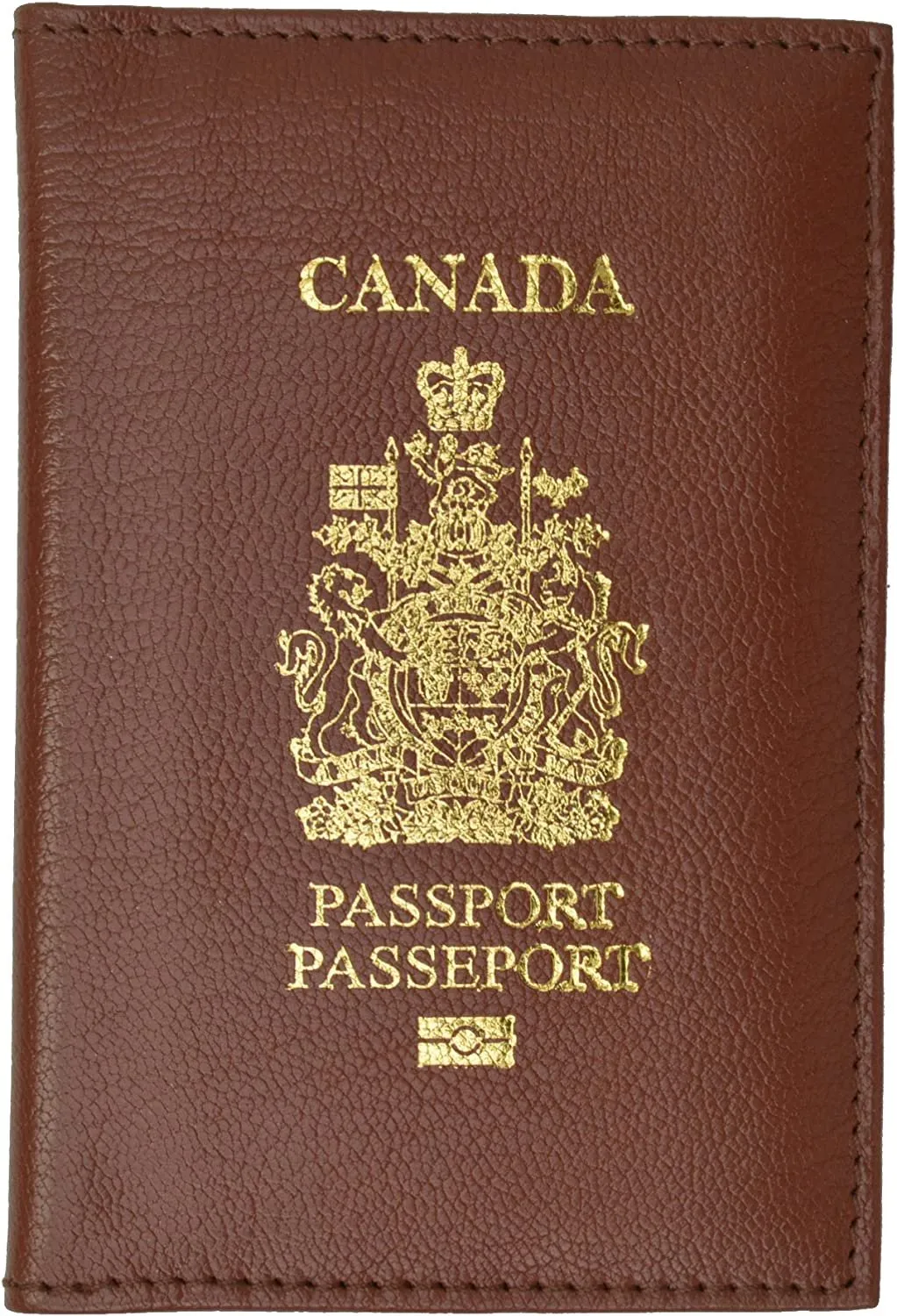 Canada Passport Wallet Genuine Leather Passport holder with Emblem (Blue)