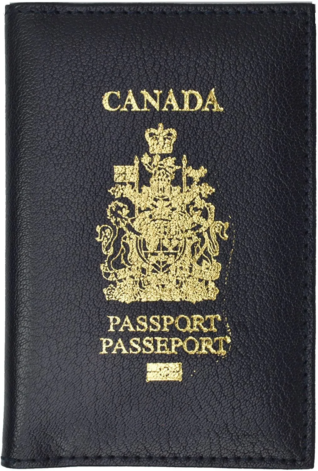 Canada Passport Wallet Genuine Leather Passport holder with Emblem (Blue)