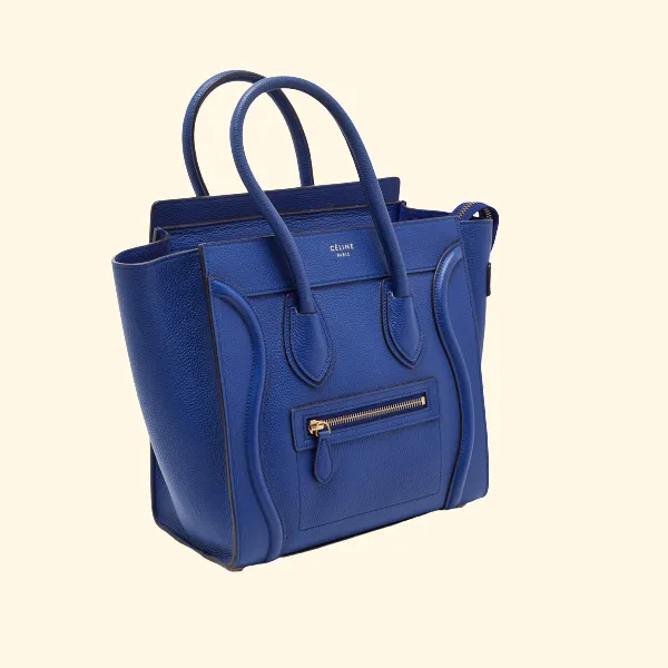 Celine Blue Leather Micro Luggage Tote Bag