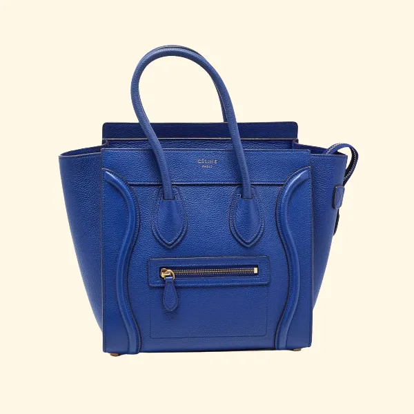 Celine Blue Leather Micro Luggage Tote Bag