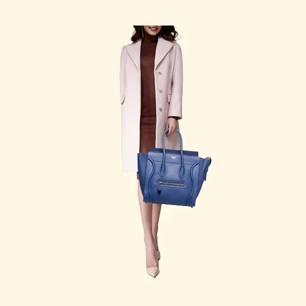 Celine Blue Leather Micro Luggage Tote Bag