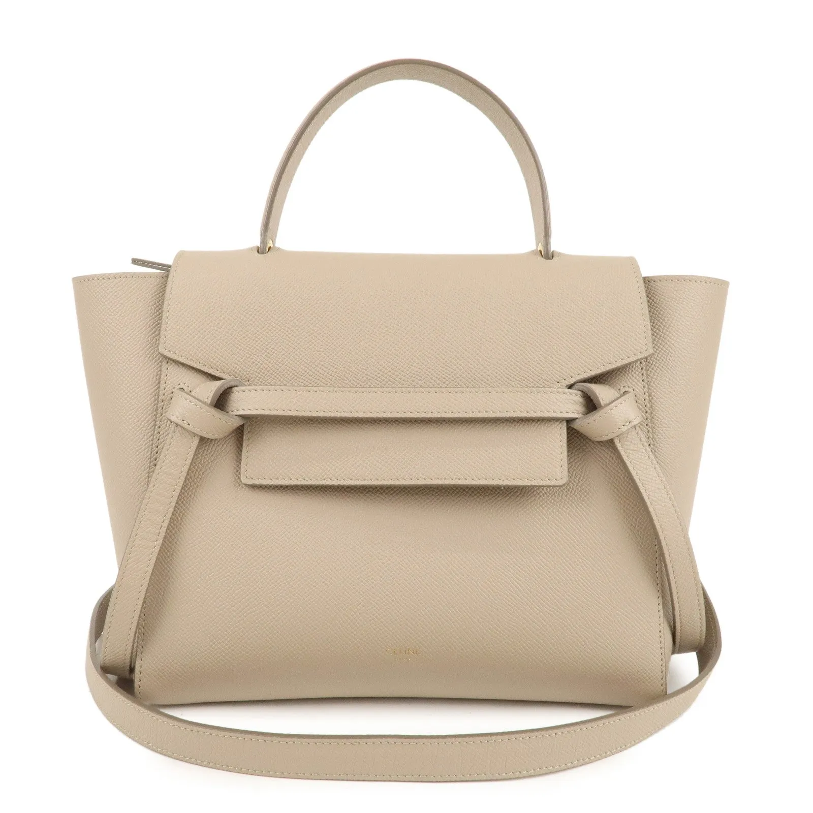 CELINE Leather Micro Belt Bag 2Way Shoulder Bag Light Taupe 189153