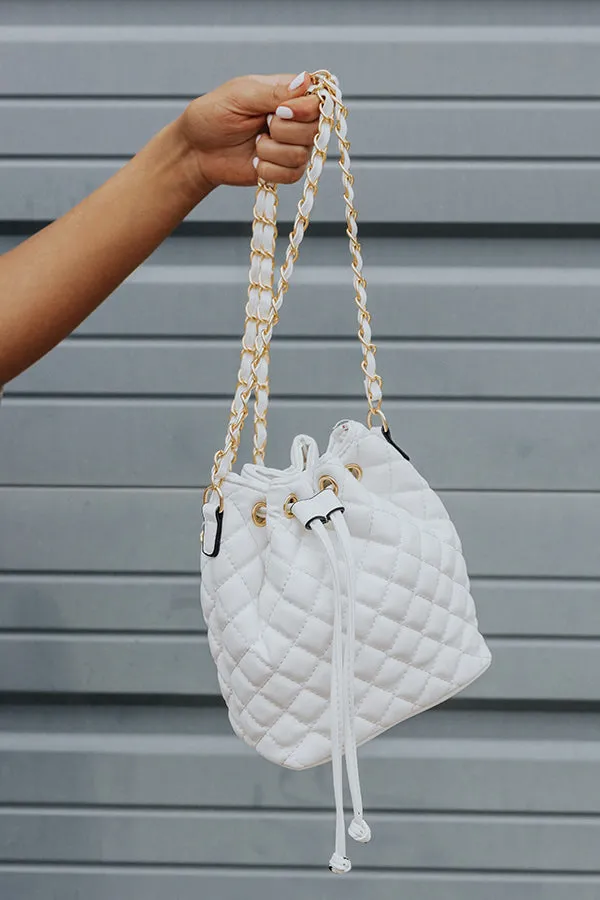 Champagne Craving Quilted Faux Leather Crossbody In White